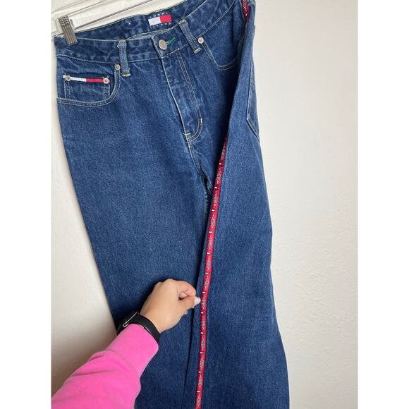 VTG Tommy Hilfinger Women's 70's Chic Logo Sides High Rise Boot Cut Blue Jeans 5 - Picture 7 of 16